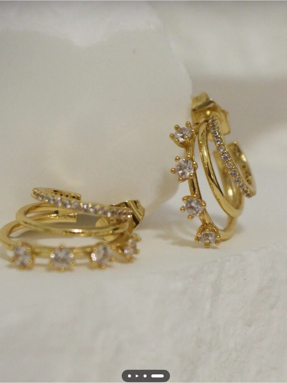 Gold Cubic Zirconia Hoop & Drop Earrings - Sparkling Gold Women’s Jewelry